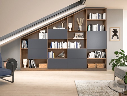 Wandschrank mit offenen Regalen